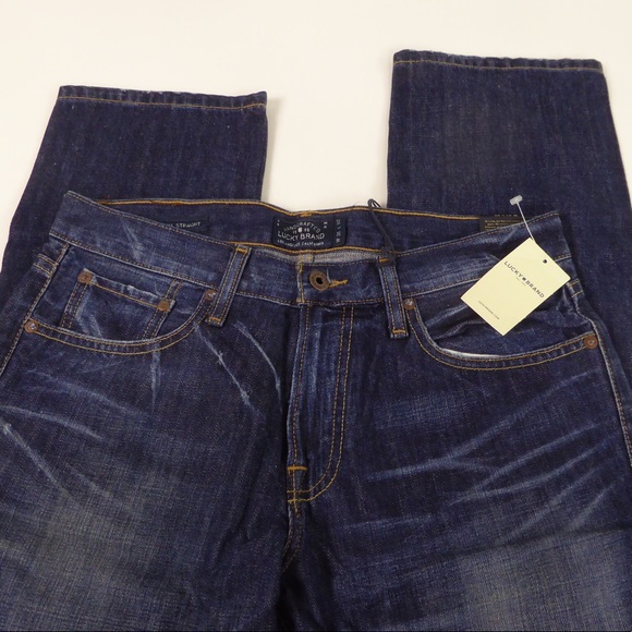 Lucky Brand 221 Original Straight Denim Jeans NWT Whiskered / Distressing - Picture 2 of 9
